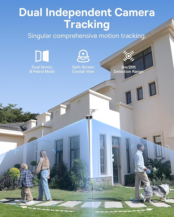 Baseus X1 Pro 3K Dual-Lens AI Solar Camera Outdoor Wireless, No Monthly Fee | 300° AI Tracking, 150-day Battery, IP65, Local Storage up to 512GB, AES+RSA, Color Night Vision, 8x Zoom, Privacy Zones