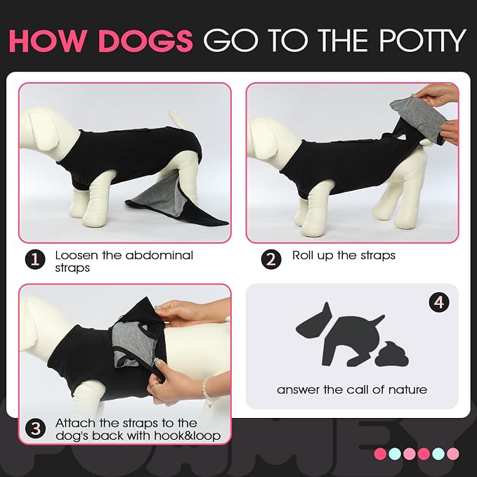 FUAMEY Dog Recovery Suit Male,Dogs Surgery Neuter Suits Puppy Spay Shirts | for Female Protect Dog's Skin Anti Licking Abdominal Wounds Doggie Onesie Pet Bodysuit Alternative to Cone Black XS