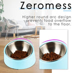 SuperDesign Mess Free 15° Slanted Bowl for Dogs and Cats, Tilted Angle Bulldog Bowl Dog Feeder, Non-Skid & Non-Spill, Easier to Reach Food S/0.5 Cup Blue