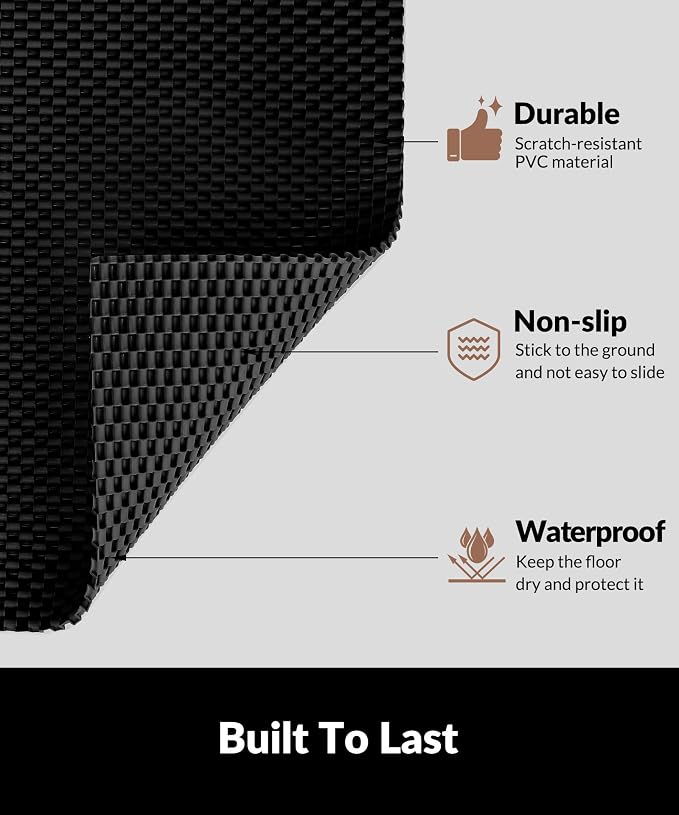 Cooyes Cat Litter Mat - Cut to Fit Any Place, 35"x23" Large Litter Trapping Mat for Litter Box, Easy to Clean, Waterproof & Non-Slip Kitty Pad, Scatter Control to Protect the Floor (Black)