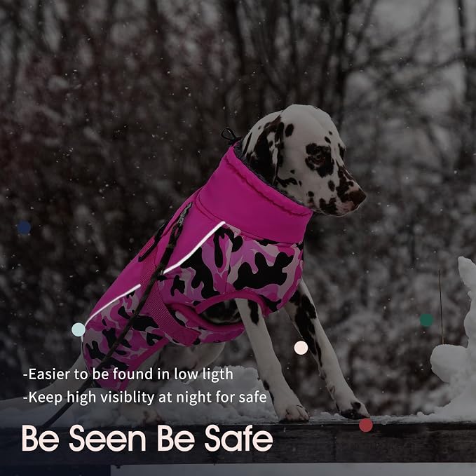 IECOii Extra Warm Dog Coat - Reflective Adjustable Jacket With Buckle Fleece Turtleneck for Cold Weather - Soft Winter Coat for Small Medium Extra Large Dogs