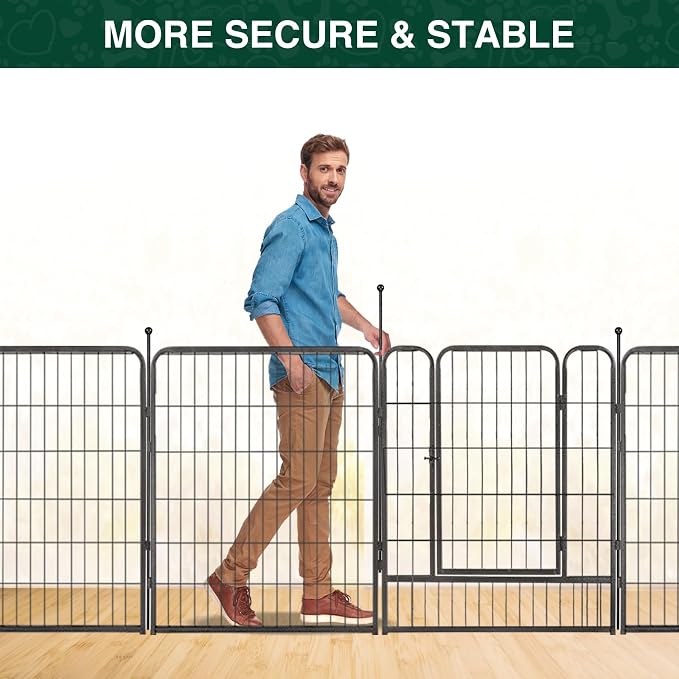 VISCOO Dog Playpen Outdoor, 16 Panels 40" High Metal Dog Fence with Gate, Pet Fence for Large/Small Dogs, Portable Dog Fence for RV Camping, Yard | Pet Fence for Large/Medium/Small Dogs, Portable Dog Fence for RV Camping, Yard