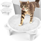 Litter Box Step Adjustable Cat Step with Filter Function, White | Elevated Double Layer Litter Box Ramp for Kitten & Old Cats, Easy Cleaning Litter Box Step Stool for Automatic Cat Litter Box