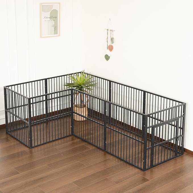 Dog Playpen 32" Height – Heavy Duty, Foldable | 25mm Steel Tubes, 40.8 lbs sturdy frame, rubber non-slip feet, indoor outdoor, Small Medium Dogs