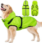 Dog Raincoat with Built-in Harness, Dog Rain Jacket with Clear Hood | Rain Coat For Gaint Dogs, Doggy Poncho With Leash Hole, Reflective Strips, For Rainy Snowy Weather Walks, Hiking Camping, 4XL