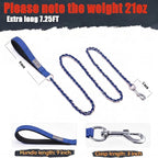S-ETOVUS-Chain Dog Leash, Bite-Proof Metal Leash, with Padded Handle | Three Sizes 7.25FT/5.2FT/4FT, Woven From Nylon Rope And Chain, Durable And Bite-Resistant, Comfortable With Padded Handles