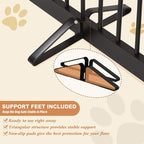 PUPETPO Freestanding Pet Gate for Dogs, Indoor Wooden Foldable Dog Gate for House, Doorway, Stair, 80 Inch Wide, 4 Panels 32",Brown