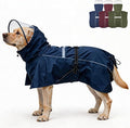 Pet Dog Raincoat Jacket Large Dog Rain Poncho with Transparent Hood, Double-Layer Structure, Adjustable, Waterproof, and Reflective, Suitable for Medium to Large (Dark Blue, 5XL)