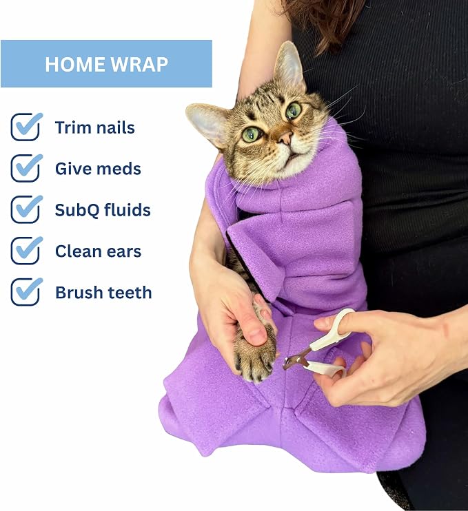 Calm & Cozy® Cat Swaddle Wrap for Anxiety & Handling (Turquoise, Medium) | Patented Access Points, Nail Trimming, Grooming, Medication, Vet Visits