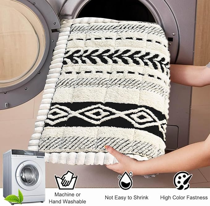 Couch Cover for Dogs, Washable Non-Slip Boho Geometric Pet Sofa Protector, Soft Sofa Slipcovers Cushion Protector for Dogs and Cats. (Black, 27.6" x 59.06" x 1.5")