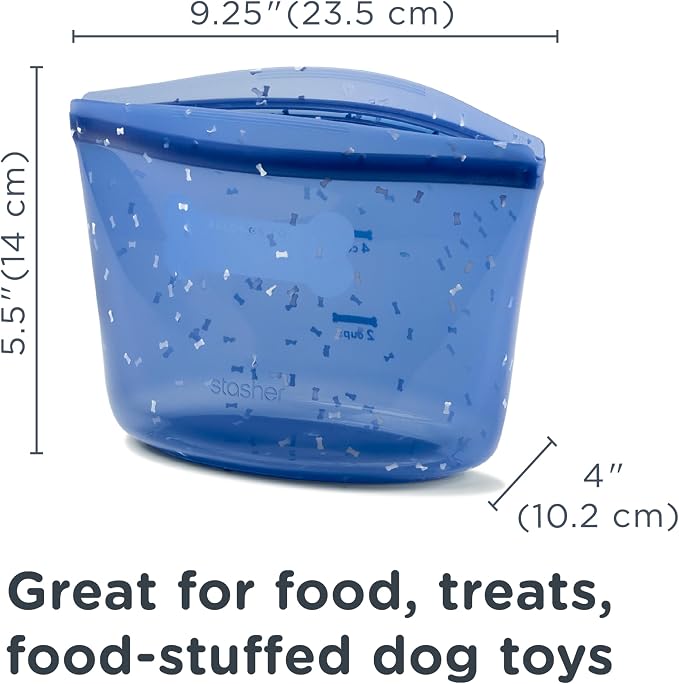 Stasher Reusable Silicone Dog Food Container and Travel Treat Bag, 4-Cup | Food Safe Silicone, Airtight Seal, Leak-Free, Freezer, Dishwasher, Dog Travel Accessories, Food Travel Container, Dog Treats