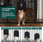 Babelio Auto Close Baby Gate with Cat Door, CatPrivilege I, 29-43" | Safety Gate for Doorway & Stairs, Easy Walk Thru with Pet Door, Includes 4 Wall Cups and 3 Extension Pieces, Black