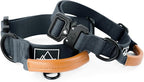 MADE TO ROAM Control Dog Collar | Leather Handle & Heavy Duty Metal Buckle | Premium adjustable collar with vegan leather handle. Fits medium to large dogs. 15 colors. Matching leash & harness