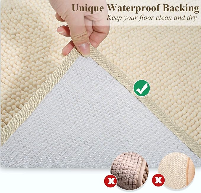 VIVAGLORY Cat Litter Mat Softgrip Litter Trapping Mat, 35"× 25", Beige | Litterbox Rug Box Catcher for Indoor & Floor, Easy Clean Washable Less-Mess Waterproof for Cat