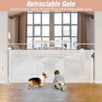 Reinforced 42" Extra Tall x 75" Wide Retractable Gate with Support Rods - Prevent Crawling Under Extra Tall Baby Gate Retractable Dog Gate Indoor Long Dog Gate Outdoor Retractable Pet Gate, White | Tall Retractable Baby Gate Prevents Crawling Under, Sp...