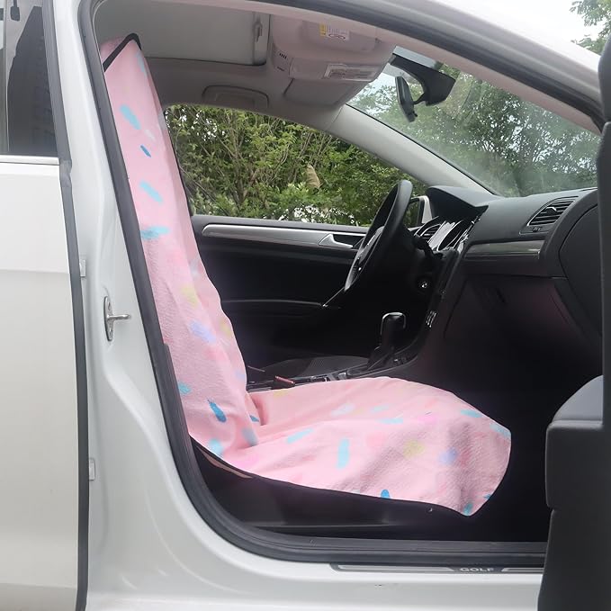 Car Seat Cover Protector Front Seats,for Gym Workout,Running,Swimming,Beach and Hiking,Waterproof Sweat Towel Bucket Seat Covers for Cars SUV Trucks (Pink Marbling, 1Pcs)