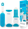 Pet Hair Remover for Clothes: Reusable Dog Cat Fur Lint Removal Brush for Clothes Furniture Couch Carpet Bed Car Seat - Self-Cleaning for Pet Owners (Fresh Blue, 1 Pack)