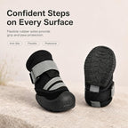 Dog Boots, Waterproof Dog Shoes with Reflective Straps, Rugged Anti-Slip Sole Paw Protectors for Medium Large Dogs, Breathable Pet Booties for Hot Pavement, Snow, Hiking, 4Pcs