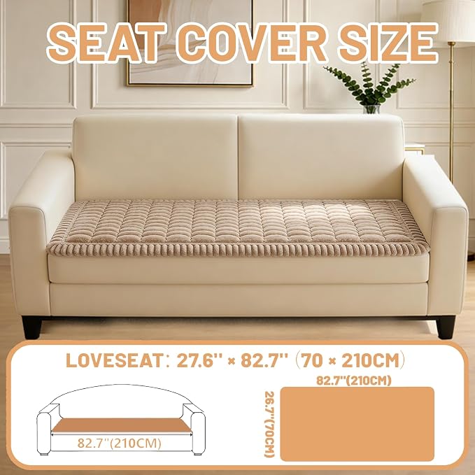 Waterproof Couch Cover for Dogs Washable,Nonslip Fuzzy Durable Pet Friendly | Soft Slipcovers for 3 Cushion Sofa Cover,Plush Thick Protector Fits Mat Bed Leather & Fabric Couches (Brown 27.6"x82.7")