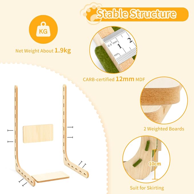 Cat Scratch Pad Felt Cat Scratcher for Indoor Cats Scratching Board Scratchers for Large Cat Scratch Furniture Protector with Ball Kitten Toys L Shape 26.8 Inch Green