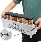 Large Dog Treats Container, Dog Cookie Jar for Dogs Cat Treats Container, Farmhouse Wood Pet Treats Storage Organizer for Dog Food Storage Container with 4 Jars, Cat Dog Treat Organizer(White)
