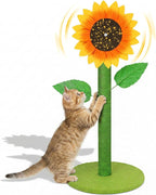 Sunflower Interactive Cat Toys for Indoor Cats, 38" Tall Cat Scratching Posts for Indoor Cats Adults, Cute Cat Scratch Post with Rotating Flower