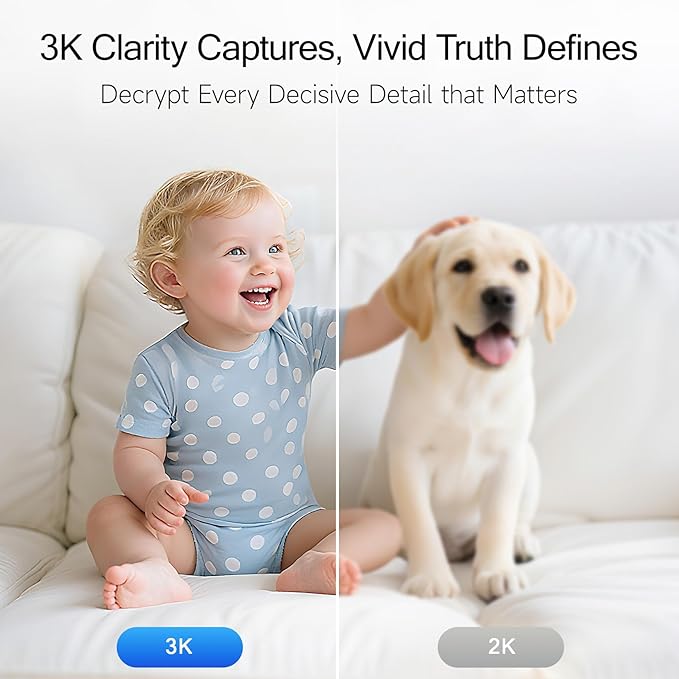 5G Security Camera Indoor 3-Pack, No-Monthly-Fee AI Tracking Facial Recognition, 3K Pet/Dog Camera with Speaker/Phone App, PTZ WiFi Baby Monitor Cameras for Home Security, 0-Glow Night Vision