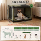 24 x 17 x 17 Inch Collapsible Soft Dog Crate for Dogs Up to 30 lbs, Portable Travel Pet Kennel with 4 Zip Doors, Foldable Indoor Outdoor Crate with Mat, Carry Bag, Green