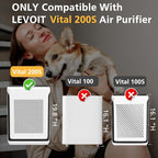 Vital 200S Smoke Replacement Filter for LEVOIT Vital 200S-P Air Purifier | 3-in-1 Smoke Remover High-Efficiency Activated Carbon Filter, Vital 200S-RF-SR Filter for Smoke, Pet Odors, Pollen, 2 Pack