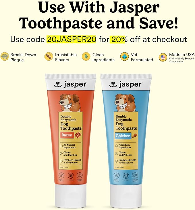 Jasper Dog Toothbrush, 360° Finger Toothbrush for Dogs & Cats, Neon 4-Pack | 12x More Bristles, Teeth Cleaning Kit for Small & Large Pets, Toothpaste Not Included, Fights Bad Breath, Extra Soft Silicone
