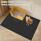 XXL Silicone Cat Litter Mat, 40"x30"(100cmx75cm) Extra Litter Box Mat for Floors, Non-Slip Litter Trapping Mat to Prevent Tracking, Easy to Clean Kitty Litter Catcher Mat, Durable, Gray Blue
