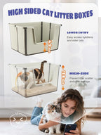 Large Cat Litter Boxes (16x20x12 Inch) with Scoop, Portable Cat Litter Box for Travel with Open Top & High Side, Foldable Box Easy to Carry to Indoor or Outdoor, for Kitty & Big Cats