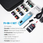 Professional Dog Clippers for Grooming Thick Curly Matted Coats | Detachable A5 Blade & Metal Guide Combs Kit for Horse Animal Breeds Low Noise Cordless Pet Hair Trimmer with 2 Speed Bluewave