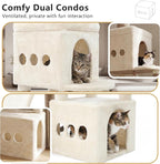 Heybly Cat Tree 72.4-Inch Anti-Tip Cat Tower with Spacious Perches HCT060MJ | All-in-One Cat Furniture for Large Cats, Multiple Interactive Areas, Extra-Large Sisal Scratching Board, Beige