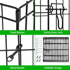 Puppy Pet Playpen 8 Panel 24 Inch Indoor Outdoor Metal Portable Folding Animal Exercise Dog Fence Ideal for Pet Animals Dog Cat Rabbit Breed Puppy (24" x 24" x 8) | Rustproof 8-panel metal playpen with door folds flat, sets up tool-free, and forms mult...