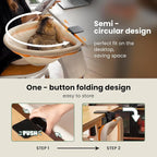 JUNSPOW Cat Desk Bed One-Click Folding, Maximum Holds 40lb, Cream Mesh | Sunken Design & Space-Saving Semi-Circular Cat Bed, Mesh Cover Material, Suitable for Various Desktops