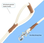 Mile High Life Dog Leash with Genuine Leather Handle, 6 FT/5 FT/4 FT | Leather Grip Rope Leash, Heavy Duty 360° Swivel Metal Clasp, for Small Medium & Large Dogs