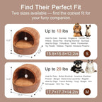 Cat Bed Cave with Pillow & Cat Toys, Cat Bed for Indoor Cats & Dog | 17.7in, Up to 15 lbs, Dual-Sided Cushion, Reversible Comfort for All Seasons, Semi-Enclosed Design, Machine Washable, Brown