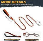 S-ETOVUS-Chain Dog Leash, Bite-Proof Metal Leash, with Padded Handle | Three Sizes 7.25FT/5.2FT/4FT, Woven From Nylon Rope And Chain, Durable And Bite-Resistant, Comfortable With Padded Handles