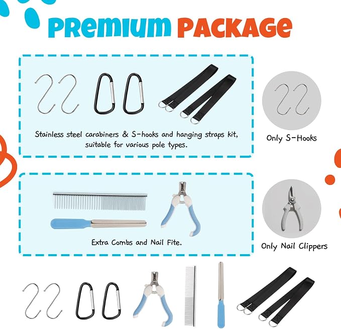 Dog Grooming Hammock Harness, Hanging Sling Restraint for Nail Clipping | Small to Medium Dogs & Cats, with Nail Clipper and Comb Pet Grooming Hammock Kit