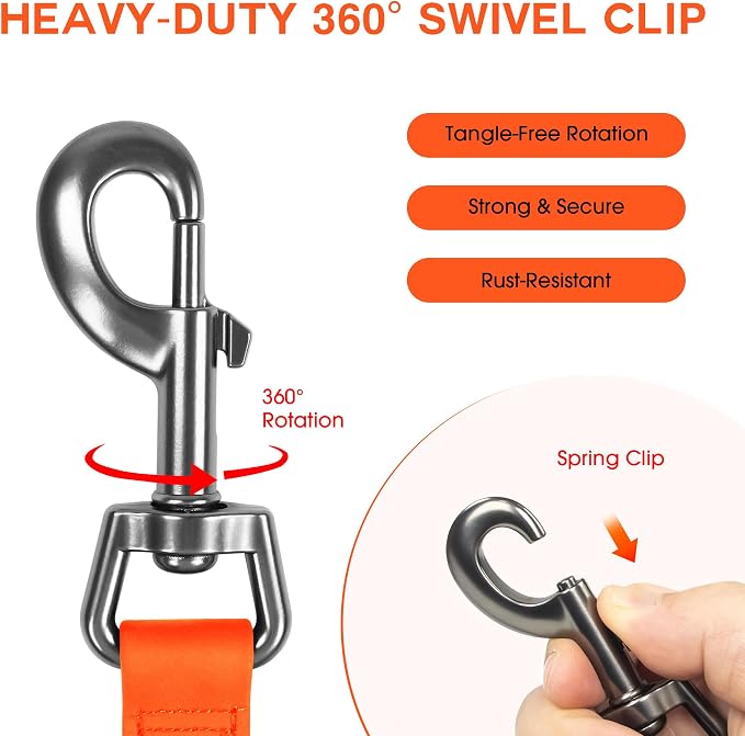 Wolfone Waterproof Dog Leash 20FT Long Line Recall Training Lead | Long Dog Lead: PVC coated waterproof leash with easy clean surface strong training rope for recall, hiking and beach trips