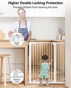 COMOMY 42" Extra Tall Baby Gate for Stairs Doorways, Fits Openings 29.5" to 40.6" Wide, Auto Close Sturdy Safety Dog Gate for House, Pressure Mounted Easy Walk Through Pet Gate with Door, White