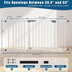 Rgqphantom 41" Tall Safety Pet Gate,Adjustable 30.5"-55" Wide(White) | Auto Close Cat Gate Suitable for Stairs,Doorways,White, Pet Safety Barrier