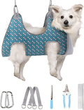 Supet Dog Grooming Hammock for Nail Trimming, Pet Grooming Hanging Harness | Restraint Dog Leashes Sling, Stress-Free Animal Holder Set for Clipping Nails, Ear & Eye Cleaning, Medicine(Coral Blue, M)