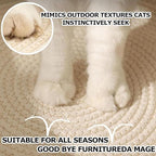 Instinct Basket, Stimuli Handwoven cat Basket Rope Cotton with Cushion, Eliminates Bed Rejection Round Pet Basket, Boho Catbed for Cats Handwoven Scratchable Breathable Weave (Large-A)