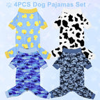 Bienbee Dog Pajamas, 4 Pack Adjustable Onesies for Small to Large Dogs L | Dog Shedding Suit with Soft Fabric, Breathable & Stretchy, and Adjustable Back Length for Sleeping Lounging and Daily Use