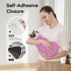 Cat Wrap for Cutting Nails, Self-Adhesive Cat Nail Clipping Restraint Bag, Anti-Scratch Cat Grooming Swaddle for Meds, SubQ Fluids, Ear Cleaning, Teeth Brushing & Vet Visits,Pinkish Purple,L