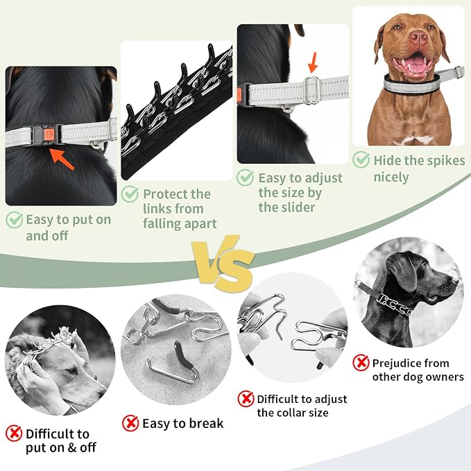 Mayerzon Martingale No Pull Collar for Medium Large Dogs | Grey, M | Patented Anti Pull Dog Collar with Buckle for Walking Training, Reflective Stitching, Neoprene Padding, Adjustable, Sturdy