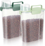 LEAWALK 5-7lbs Dog Cat Storage Container Portable with Upgraded Large Spout and Cup, Plastic Pet Food Dispenser for Small Animal Kibble, Bird Seed,Oatmeal, Rice,Flour, Brown Sugart-Green 2pack