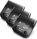 Size 4FC Detachable Pet Grooming Clipper Blade with Steel Cutter, 3/8 Inch (9.5 mm) Cut Length, Black, Compatible with Andis, Oster A5, Wahl KM10, 3 Pack